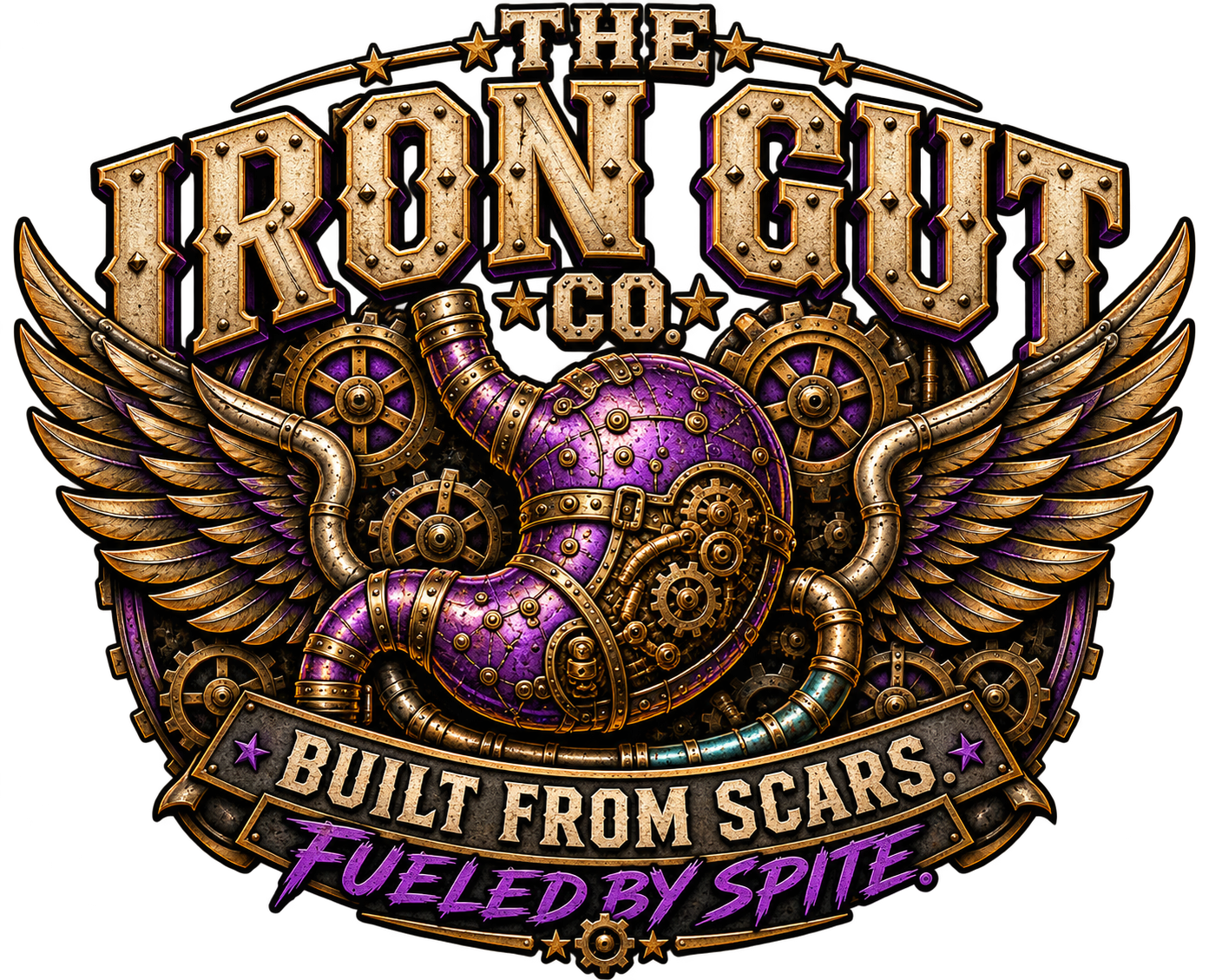 The Iron Gut Co. official winged mechanical stomach crest